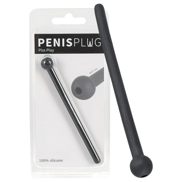 Dilator Piss Play - Hollow Silicone Urethral Expander (Black)