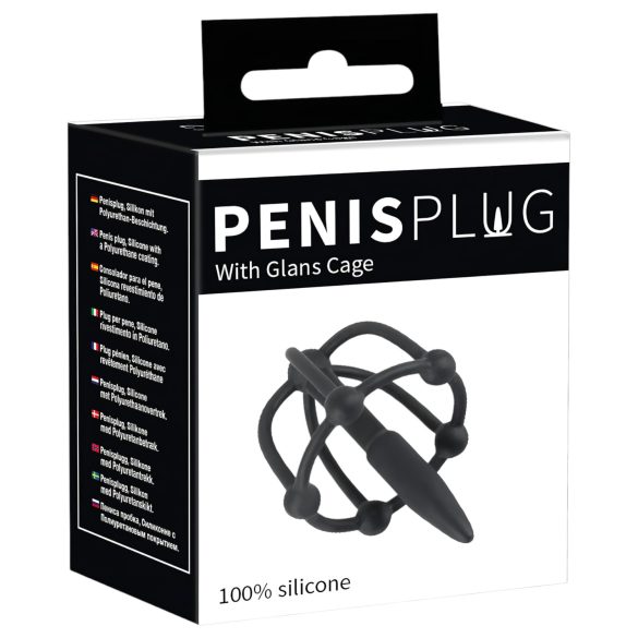 Silicone Glans Cage with Urethral Cone (Black)