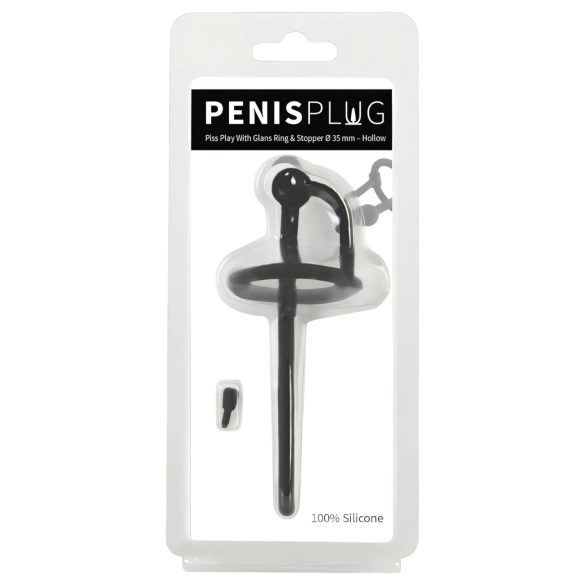 Silicone Urethral Stretcher & Glans Ring (0.6mm) - Black