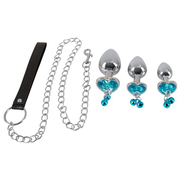 You2Toys - Silver Anal Plug Set with Leash