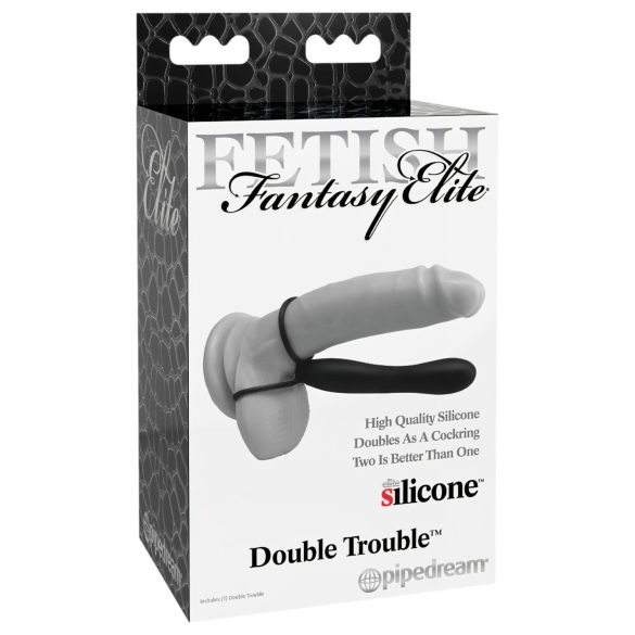 Fetish Double Delight – Harness & Penis Ring with Dildo (Black)