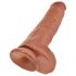 King Cock 11 - Dark Natural Suction Cup Dildo with Balls (28cm)