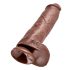 King Cock 11" - Large Suction Cup Dildo with Testicles (28cm) - Brown