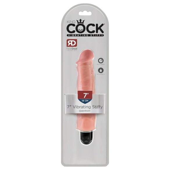 King Cock 7" Stiffy - Waterproof, Lifelike Vibrator (18cm) - Nude