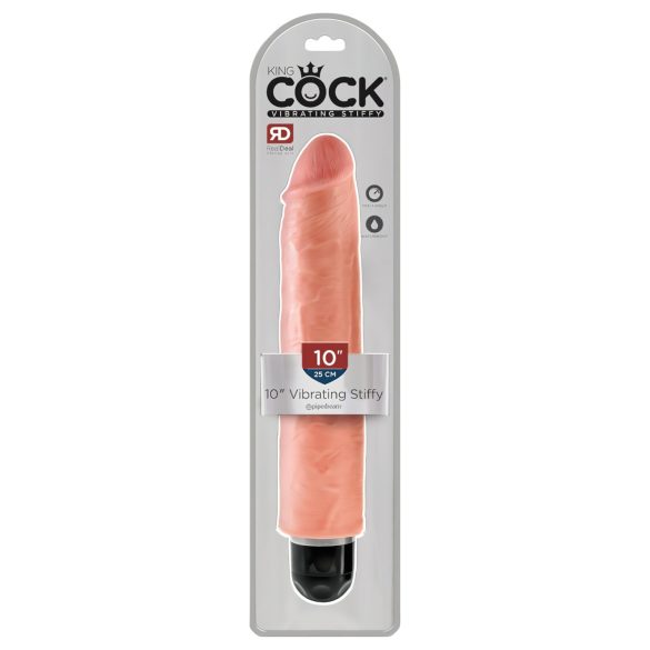 King Cock 10" Stiffy - Waterproof, Realistic Vibrator (25cm) - Natural