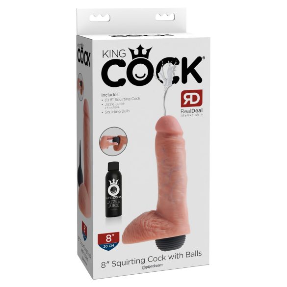 King Cock 8" Realistic Squirting Dildo (20cm) - Natural