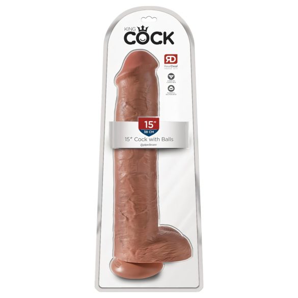 King Cock 15 - Giant Dildo (38cm) - Dark Natural