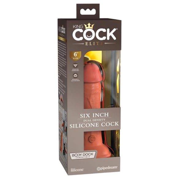 King Cock Elite 6 - Suction Cup Realistic Dildo (15cm) - Dark Tone