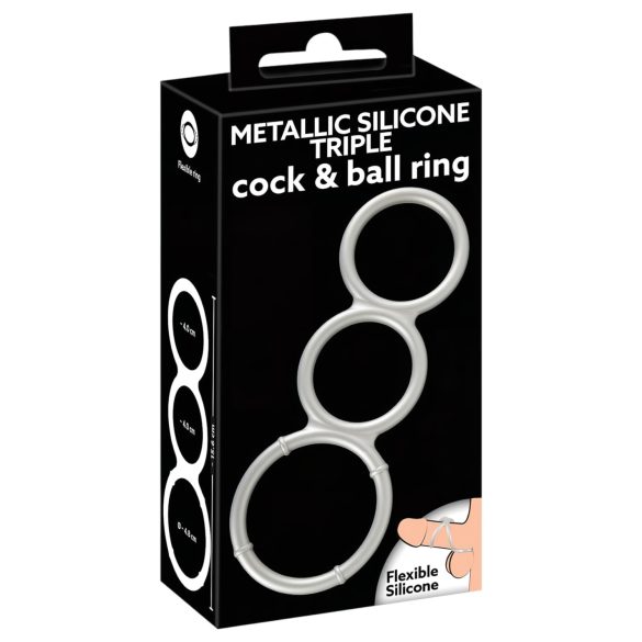 You2Toys - Triple Silicone Ring for Him (Silver)