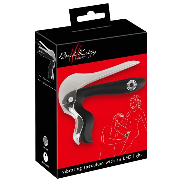 Bad Kitty - Rechargeable LED Vaginal Speculum (Black-Clear)