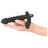 Black Velvet Ribbed Vibrator - Medium (Black)