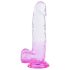 Sunfo - Suction Cup Dildo with Balls - 22cm (Clear Purple)