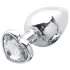 Sunfo - Metal Heart Gem Anal Plug (Silver-White)