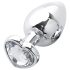 Sunfo - Metal Heart Gem Anal Plug (Silver-White)