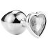 Sunfo - Metal Heart Gem Anal Plug (Silver-White)