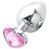 Sunfo - Metal Heart Gem Anal Plug (Silver-Pink)