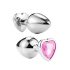 Sunfo - Metal Heart Gem Anal Plug (Silver-Pink)