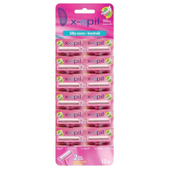 X-Epil Silky - Twin Blade Razors with Comfort Grip (Pack of 12)