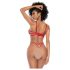 Mapalé - 3-Piece Cut-Out Bra Set (Red-Natural)