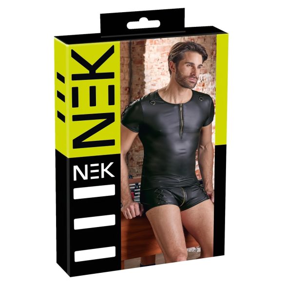 NEK - Matte Finish Men's Black Short Sleeve Top - XL