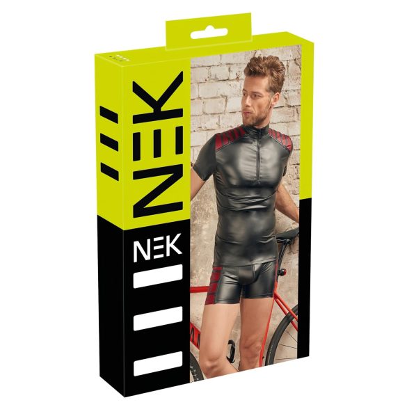 NEK - Men's Black Zip-Up Jacket with Red Accents