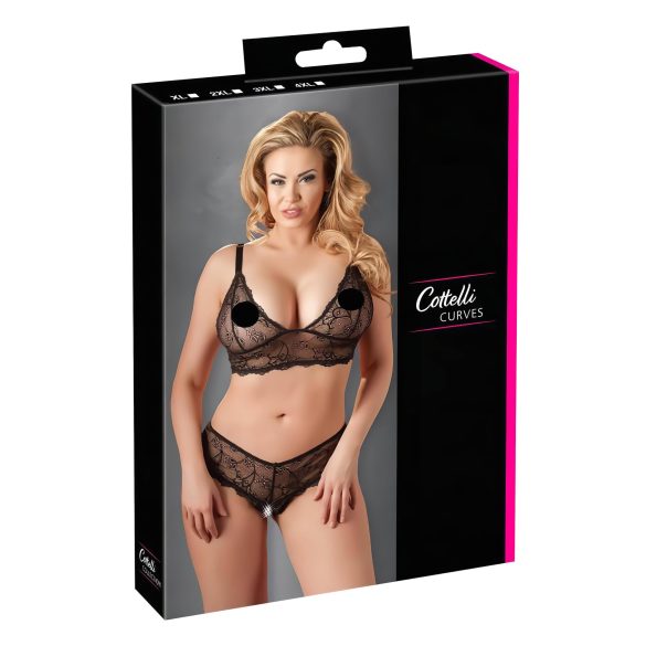 Cottelli Plus Size - Lace Lingerie Set (Black) - XXL