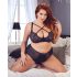 Cottelli Plus Size - Cross Strap Bra & Panty Set (Black) - 85E/L
