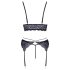 Cottelli - 3-Piece Lace Lingerie Set (Black-Violet)