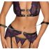 Cottelli Bondage - Black & Purple Lingerie Set with Handcuffs