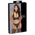 Cottelli Bondage - Shiny Black Bra Set with Cuffs