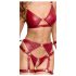Cottelli Bondage - Shiny Red Bra Set & Handcuffs