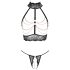 Abierta Fina - Open Lingerie Set with Chains (Black) - M
