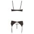 Abierta Fina - Rhinestone Embellished - Lingerie Set (Black) - 80C/M