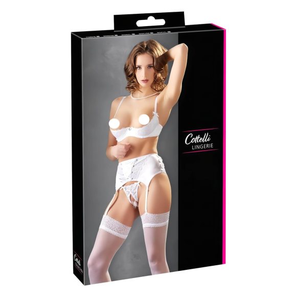 Cottelli - Lace-Up Lifting Bra Set (White) - 85B/L