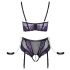 Cottelli Bondage - Bra Set & Wrist Cuffs (Black-Purple)