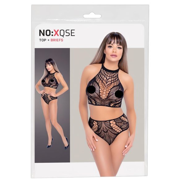 NO:XQSE - Two-Piece Black Fishnet Dress (S-L)