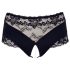 Cottelli Plus Size - Lacy Pearl-Embellished Open Panty (Black) - 4XL