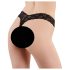 Cottelli - Double Pearl Lace Thong (Black) - XL