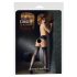 Cottelli - Black Thigh-Highs with Lily Pattern and Stripes - 5