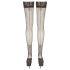 Cottelli - Black Thigh-Highs with Lily Pattern and Stripes - 5