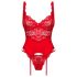 Obsessive Amor Cherris - lace set with garter belt (red) - L/XL