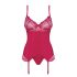 Obsessive Rosalyne - Lace-up Garter Top with Thong (Crimson)