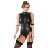 Cottelli Bondage - Shiny Sleeveless Bodysuit with Cuffs (Black) - M