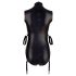 Cottelli Bondage - Shiny Sleeveless Bodysuit with Cuffs (Black) - M