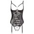 Abierta Fina - Sparkling Strap Lace Open Bodysuit (Black)  - 85C/L