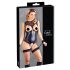 Cottelli Bondage - Shiny Open-Front Bodysuit & Cuffs (Black)