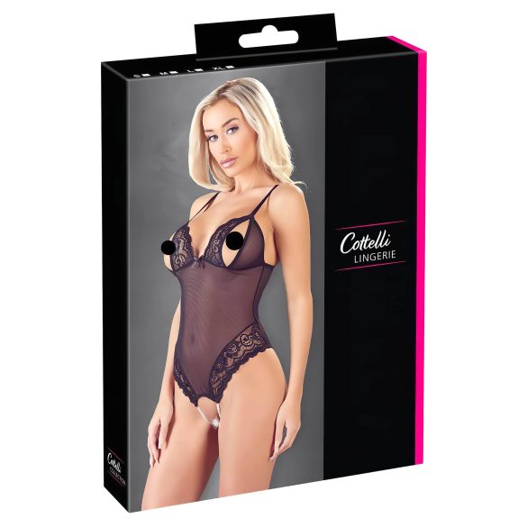 Cottelli - Lacy, Beaded Open Body (Black) - M