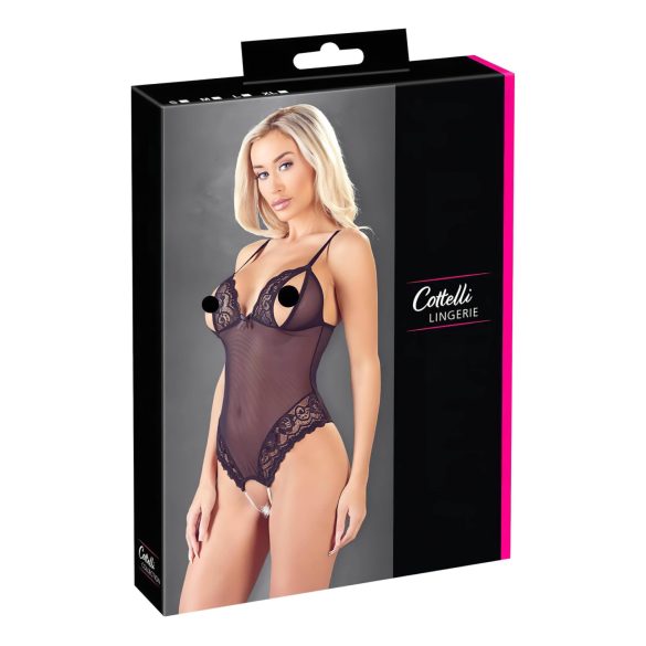 Cottelli - Lacy, Beaded Open Body (Black) - L