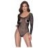 NO:XQSE - Long-Sleeve, Glitter Mesh Bodysuit - Black (S-L)