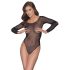 NO:XQSE - Long-Sleeve, Glitter Mesh Bodysuit - Black (S-L)
